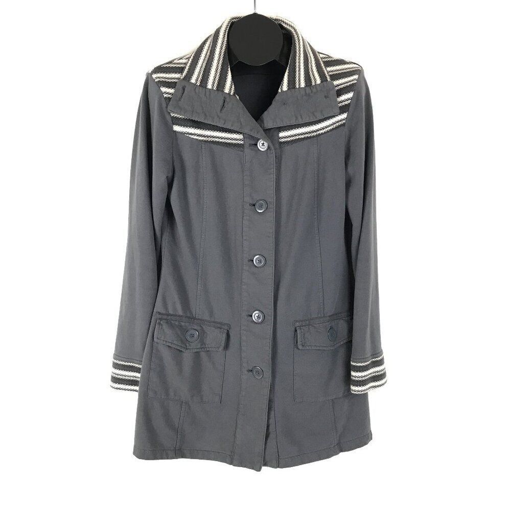 prAna Rowen Jacket Women's Large Gray Button Up Pockets 100% Cotton Outdoor